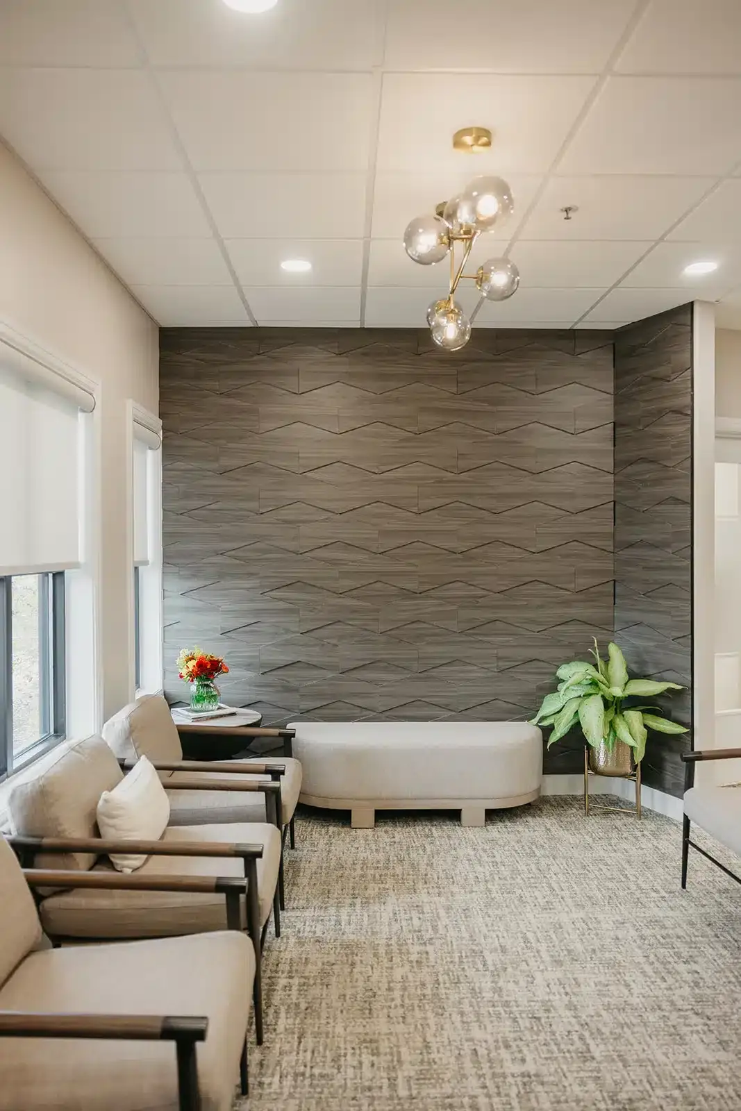 Comfortable reception seating at Advanced Dentistry and Aesthetics